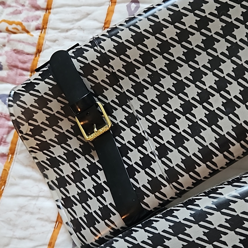 Ralph Lauren Black & White Houndstooth Rain Boots - Picture 2 of 7